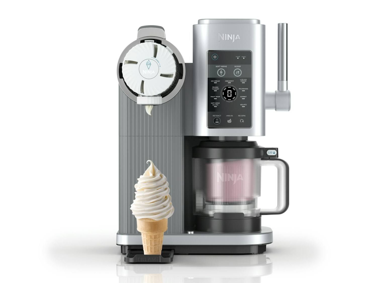 Ninja Creami Swirl Eis- und Soft-Serviermaschine, Sorbet, Milchshake, Gefrorener Joghurt, Kalorienarmes Programm und mehr, 13-in-1, Weicher