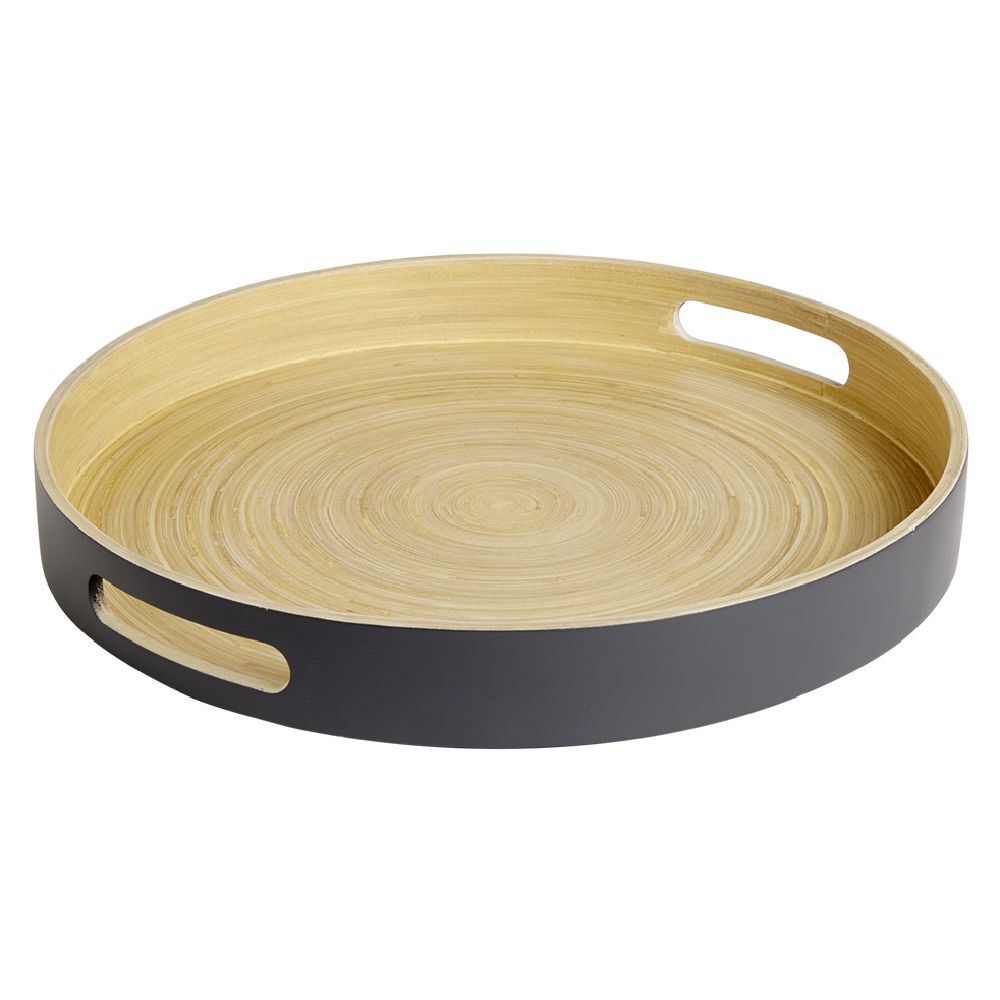 Plateau bambou contour coloré 35x35xH5cm