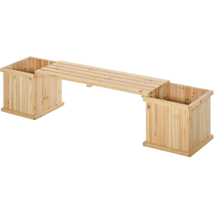 Outsunny Hochbeet mit kleiner Sitzbank naturholz