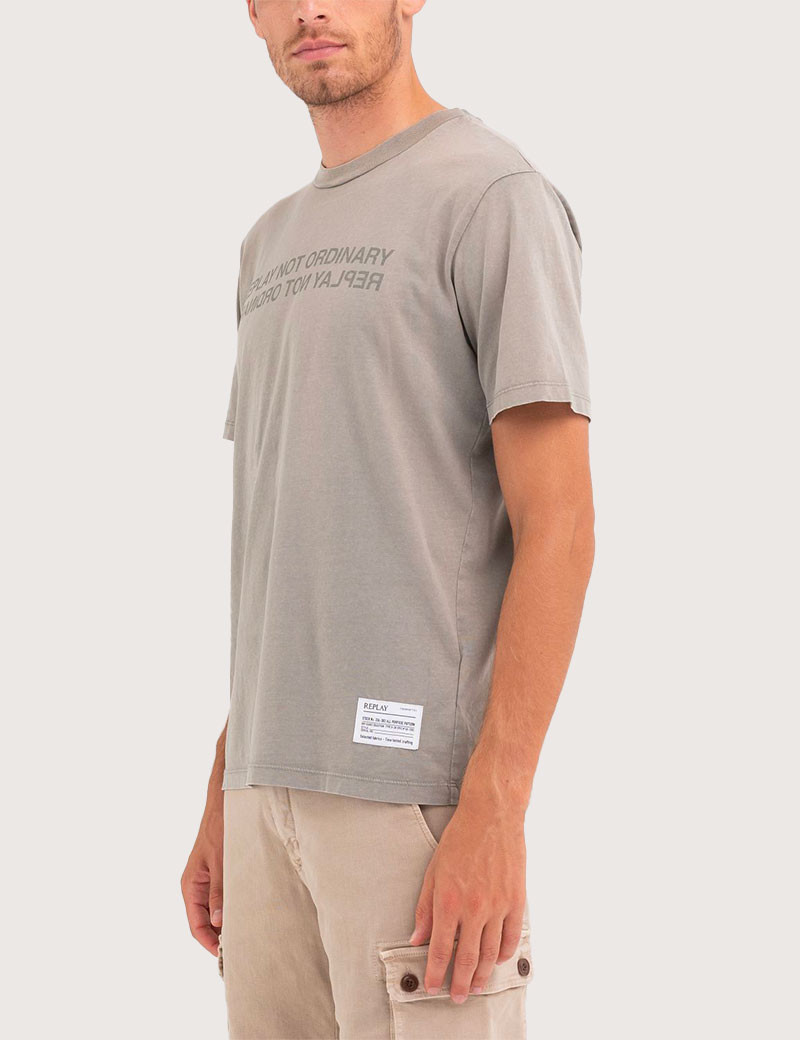 REPLAY T-SHIRT HOMME REGULAR GRIS MILITAIRE