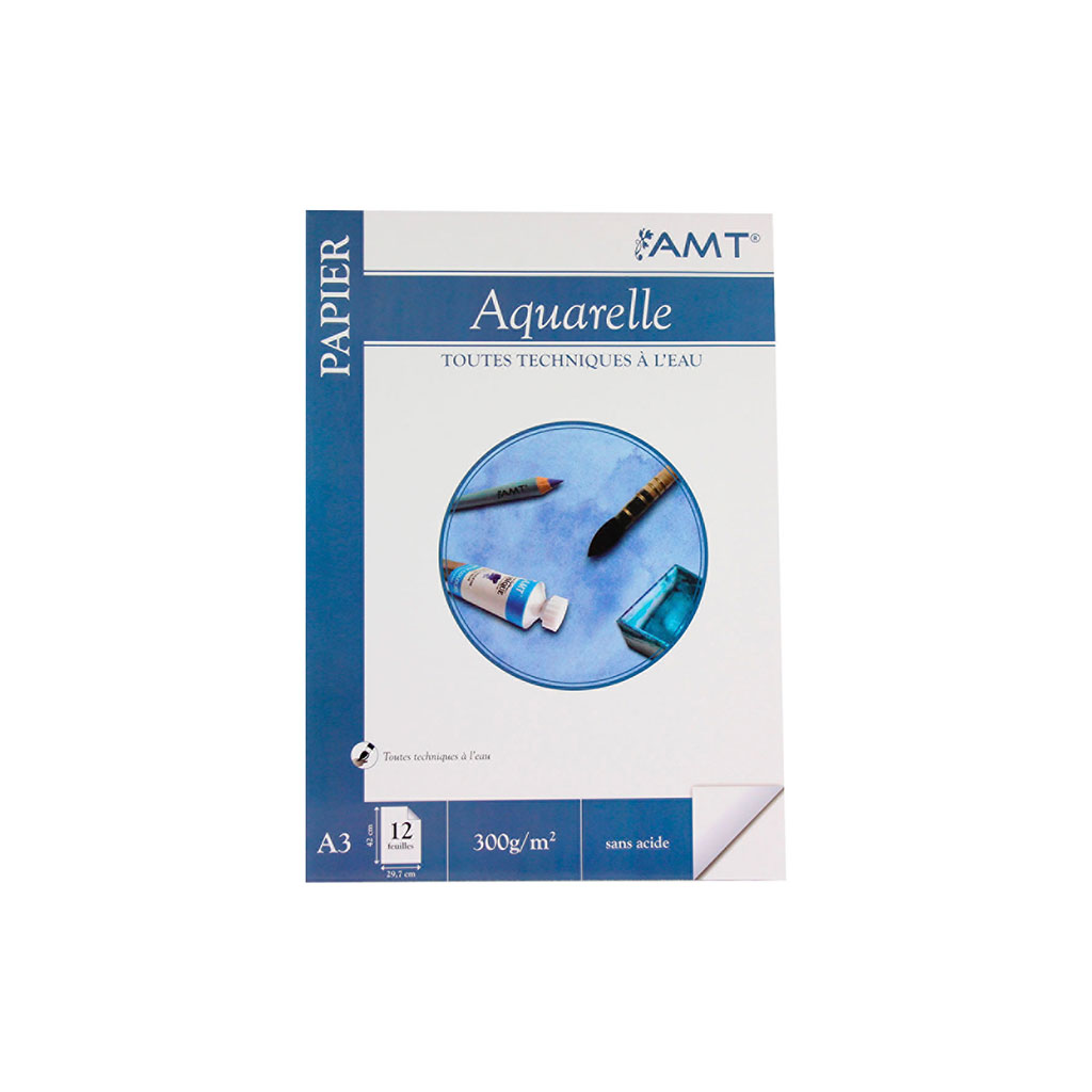 Bloc de 12 feuilles pour aquarelle A3 300g/m²