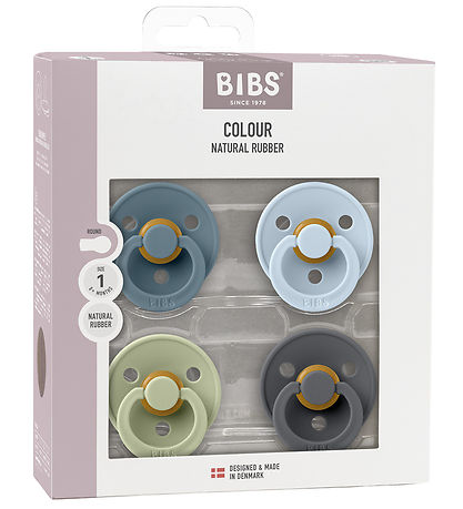 BIBS Colour Sutter - Str. 2 - 4-pak - Rund - Baby Blue Mix