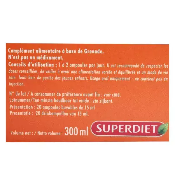 Superdiet Romã Orgânica 20 frascos