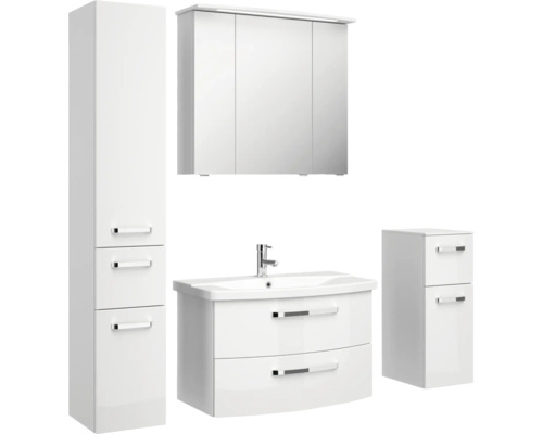 Pelipal xpressline 4010 badkamermeubelset, BxHxD 144 x 200 x 45 cm, hoogglans witte fronten, met witte keramische wastafel, 4010.0800111095