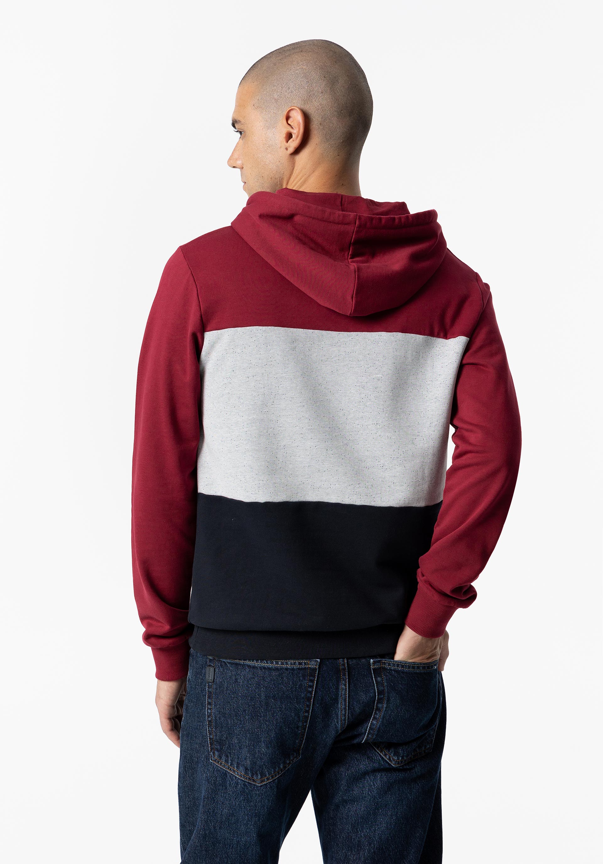 Hoodie Tricolor com Bordado Frontal
