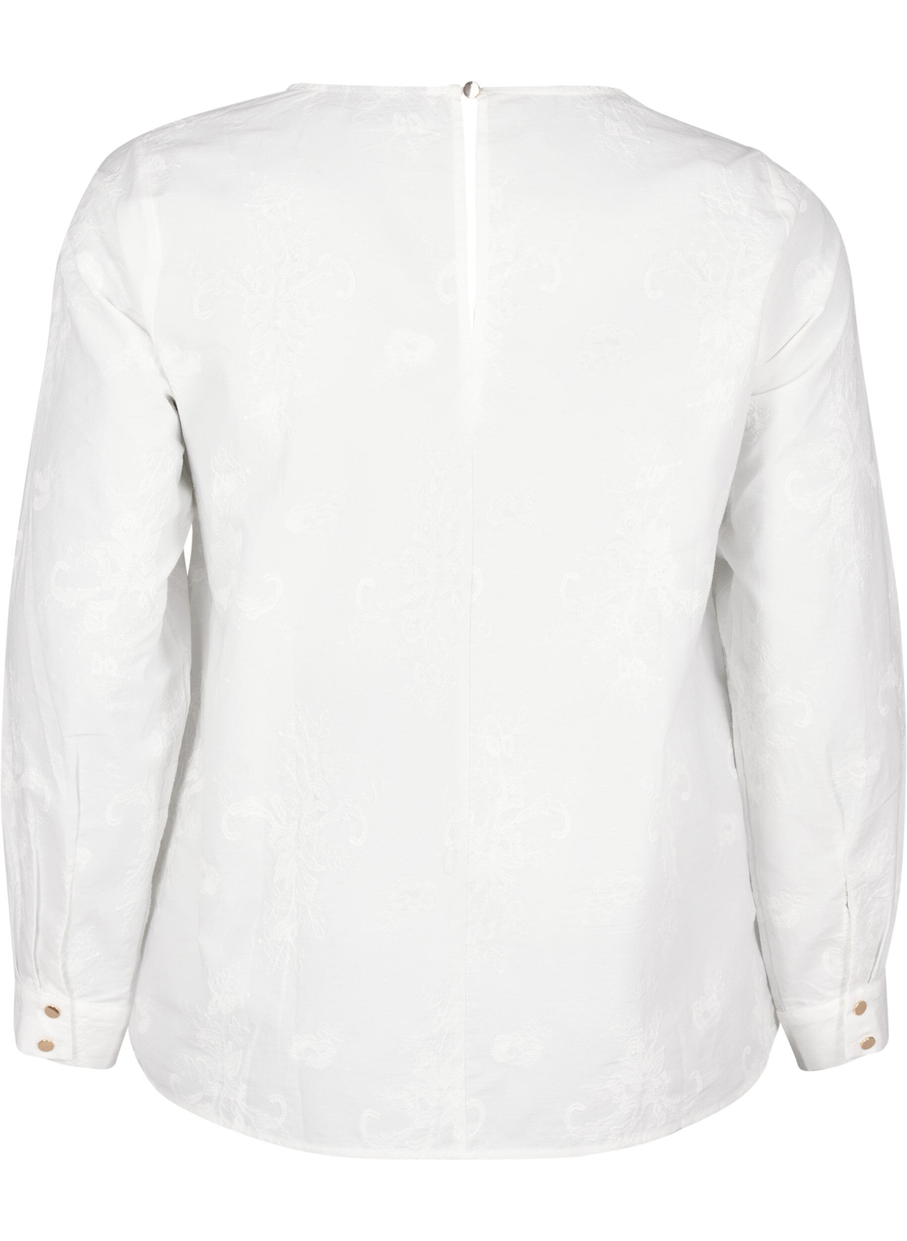 Langærmet bluse med broderi