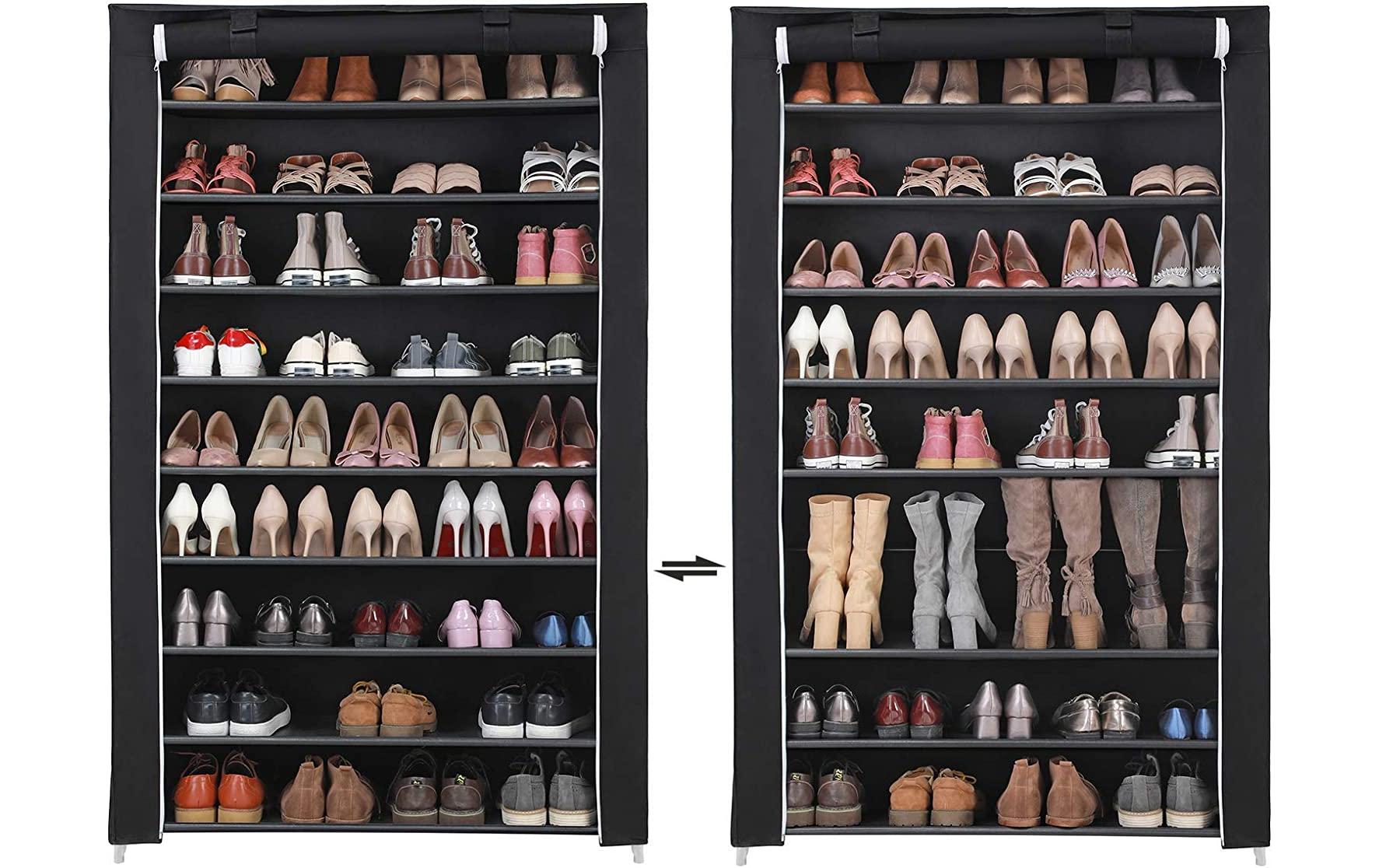 Schuhschrank mit Rolltür 100 x 28 x 162 cm, SchwarzSchuhorganizer