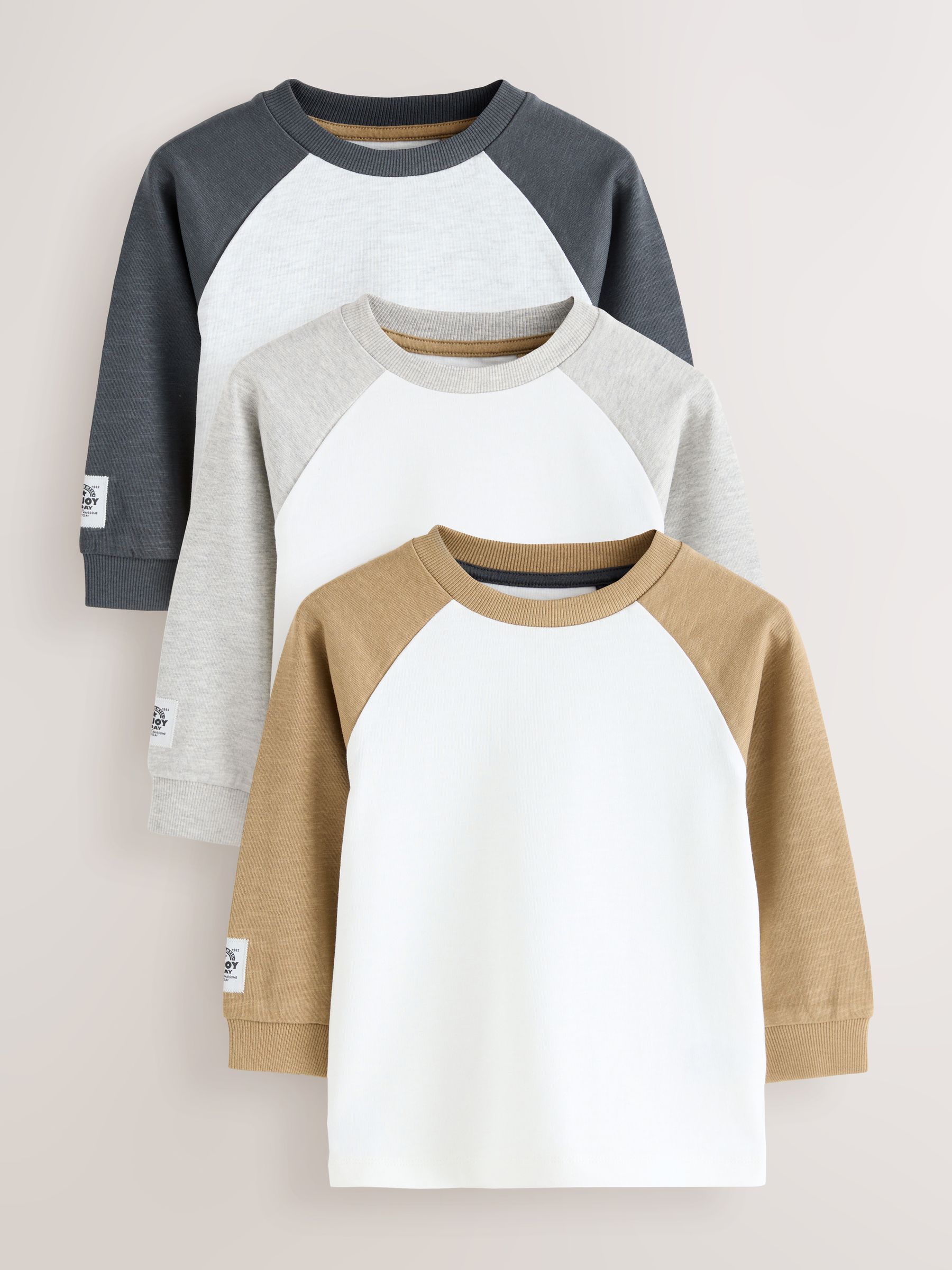 Grijs - Set van 3 T-shirts met lange mouwen (3mnd-7jr)