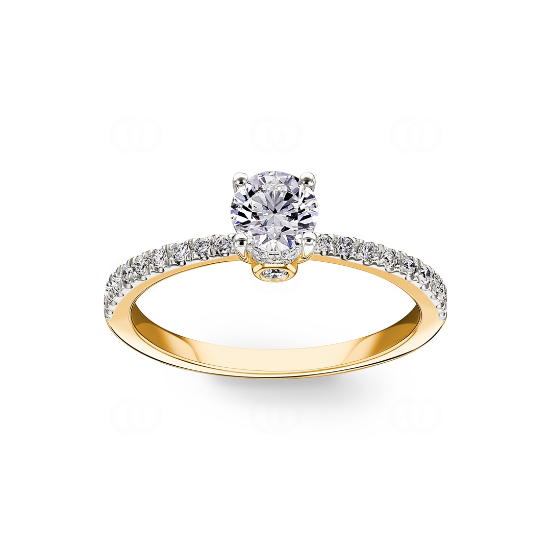 0.75ct Diamanten Pavé Solitärring 750/18 K Gelbgold