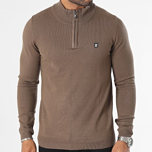 Pull Col Zippé Marty 2 Marron