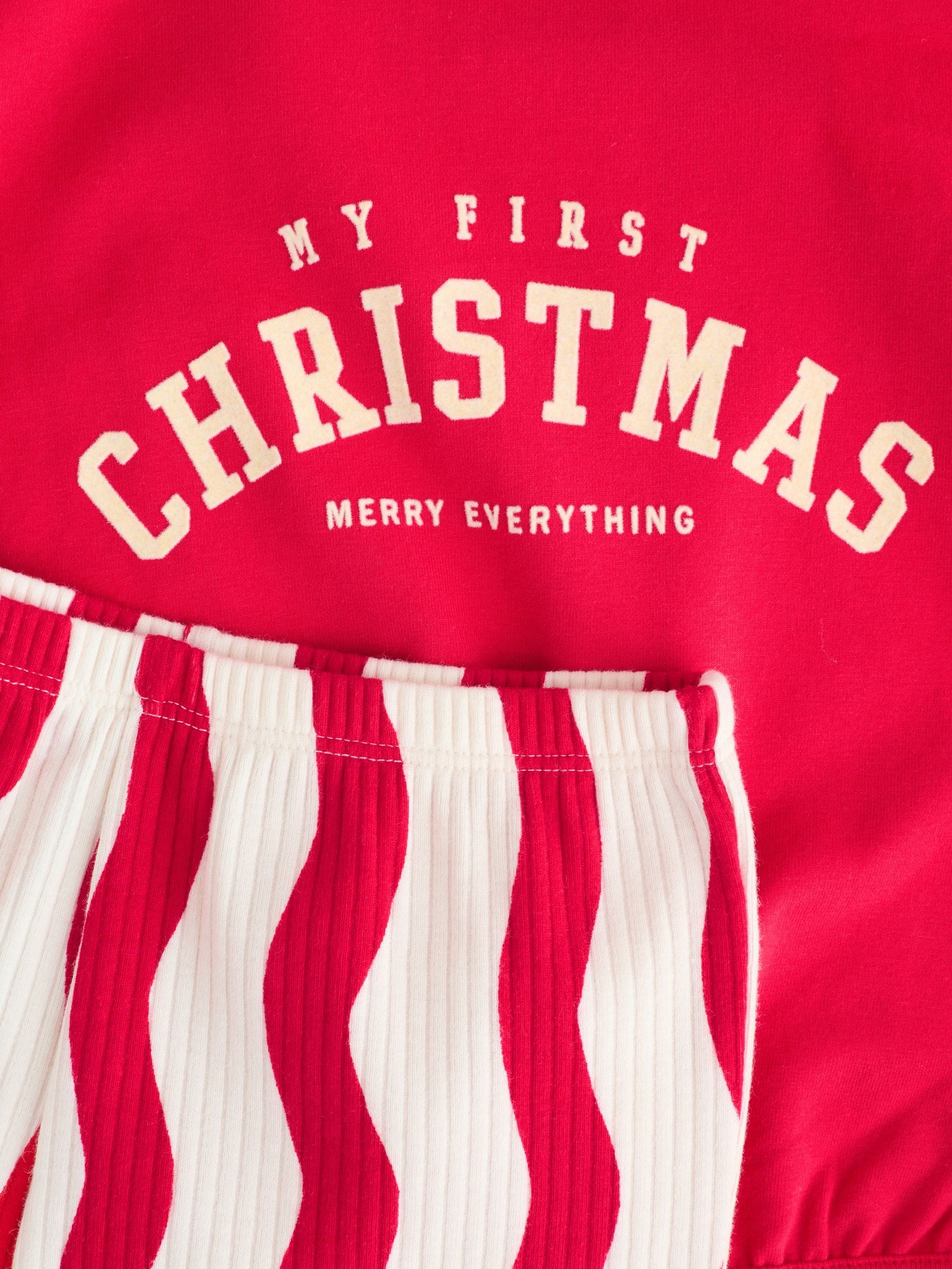 Rood - My First Baby Christmas T-Shirt and Leggings Set (0-18mths)