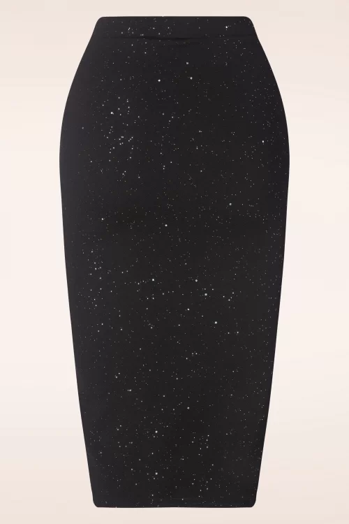 Vintage Chic for Topvintage Glory glitter pencil rok in zwart