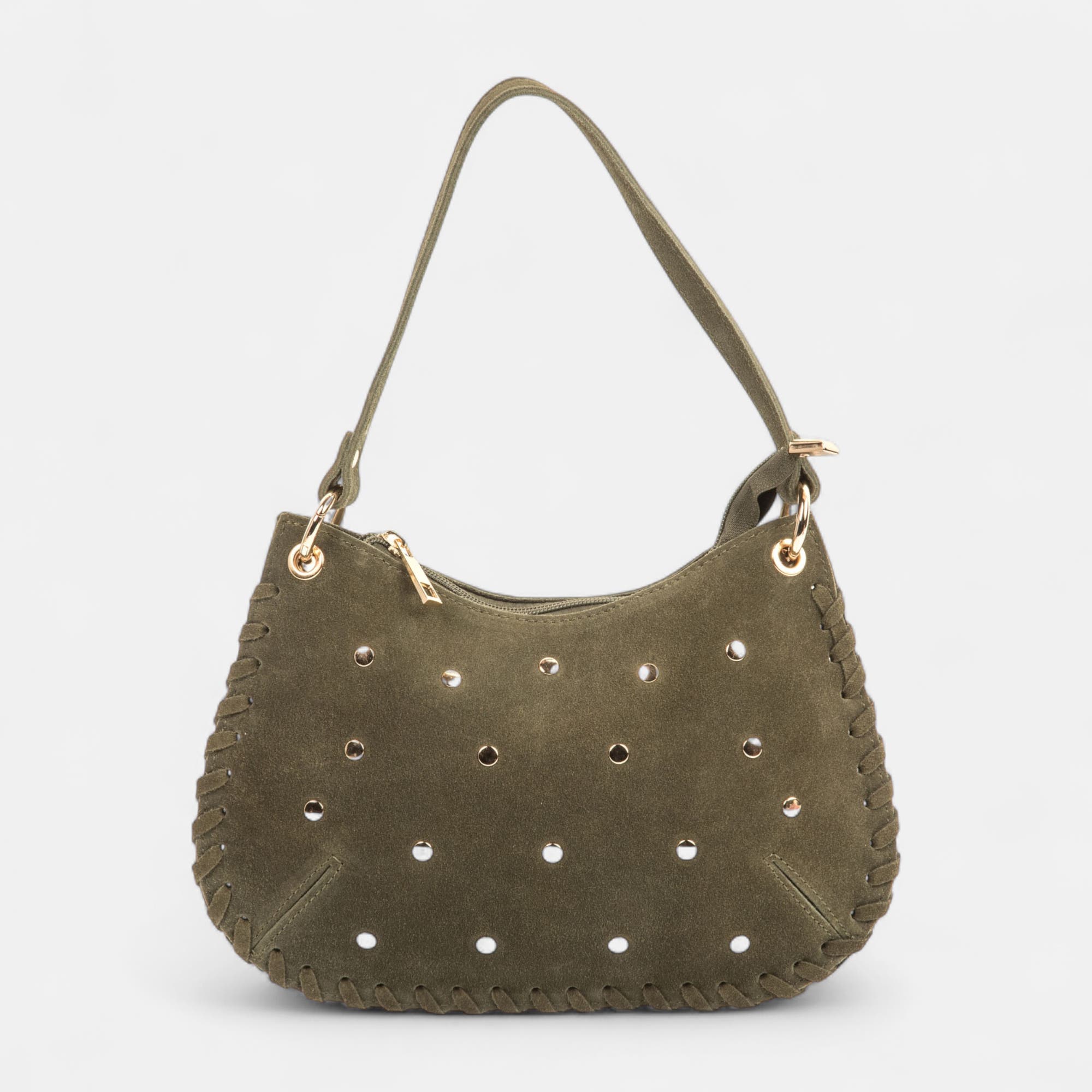 Sac bandoulière en cuir kaki