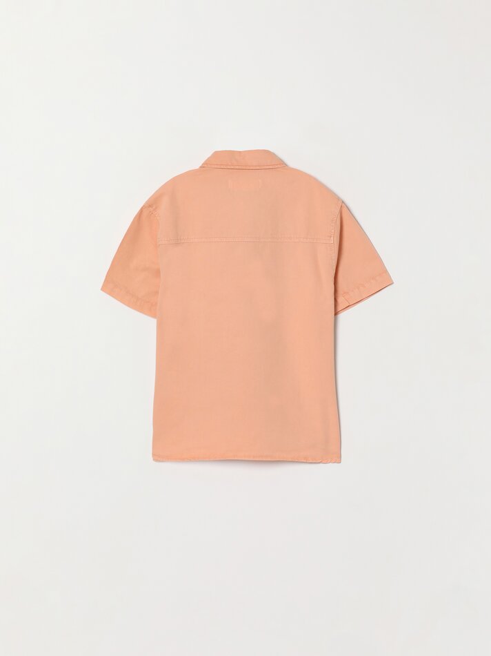 Camisa de manga curta com bolso - Damasco