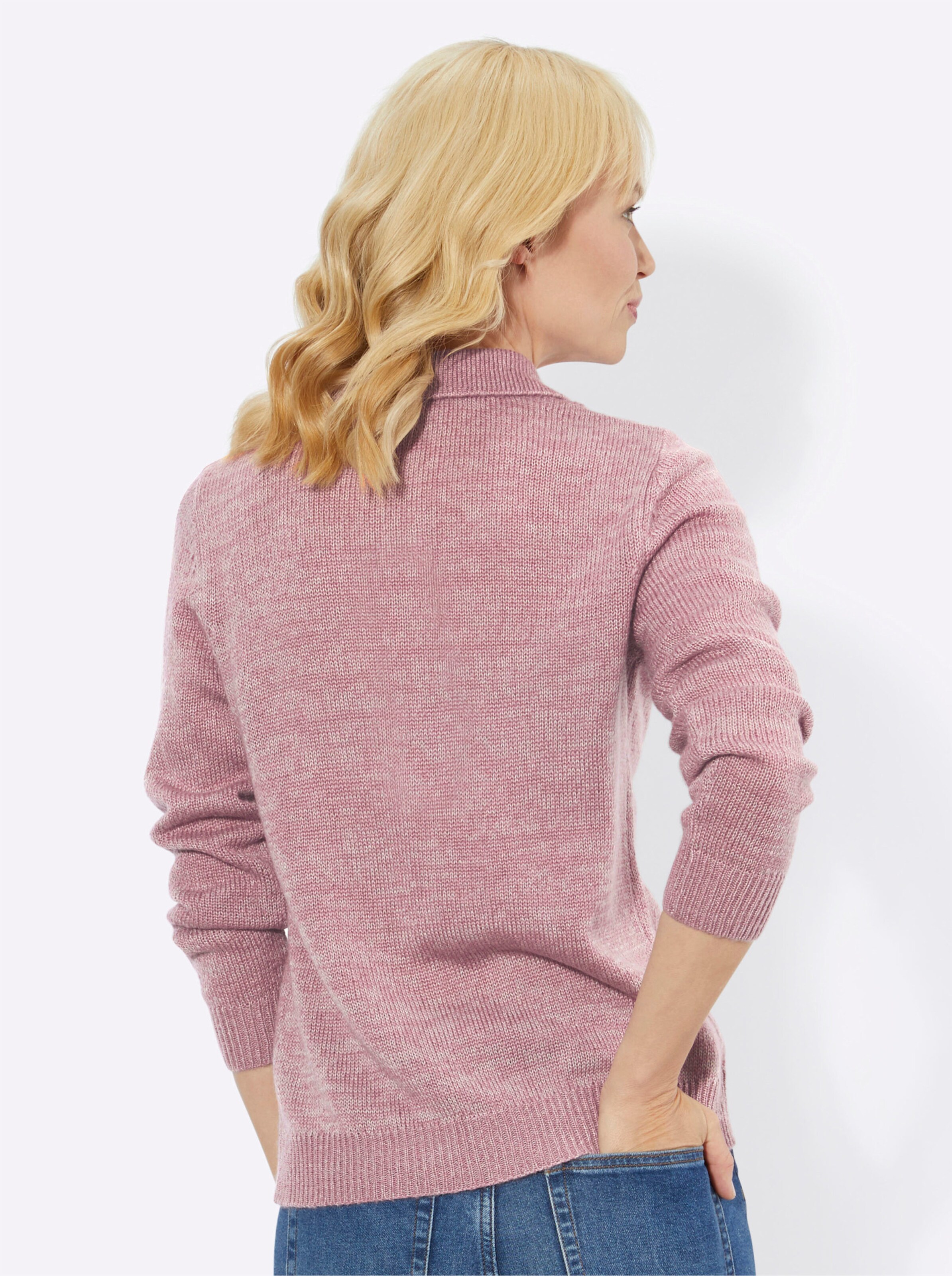 Polopullover in mauve-meliert