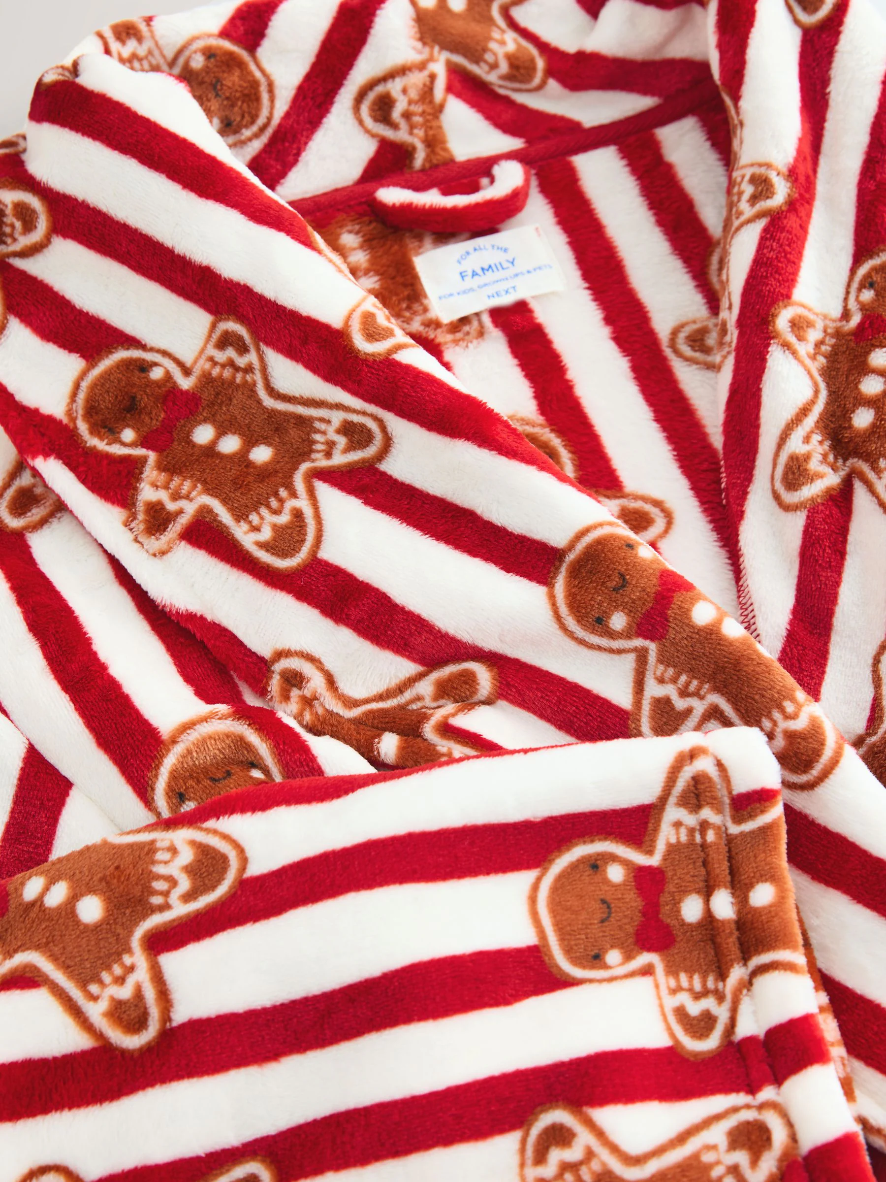 Rood met peperkoekprint - Bijpassende Familie Kerstmis Behaaglijke Fleece Badjas