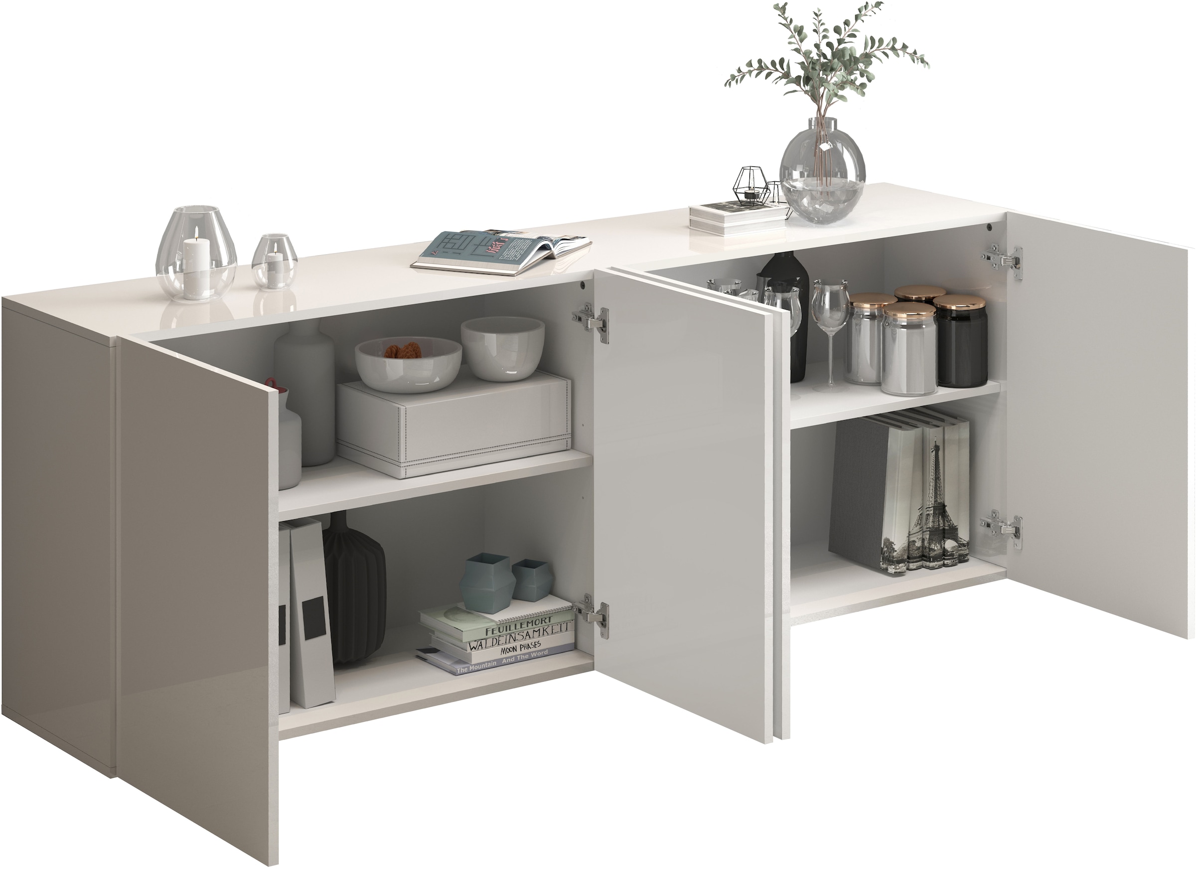 INOSIGN Sideboard »Egypt, Kommode, Schrank, Kredenz,  grifflos« 4 Türen, Fronten Hochglanz lackiert, Breite 180