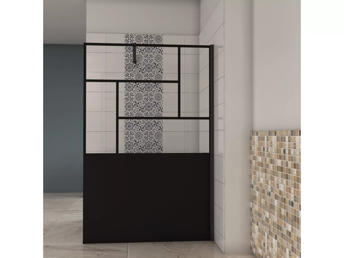 AICA paroi de douche 100x200cm,avec une barre de fixation 90cm,en 8mm verre anticalcaire,Paroi douche italienne,Conception et intimité