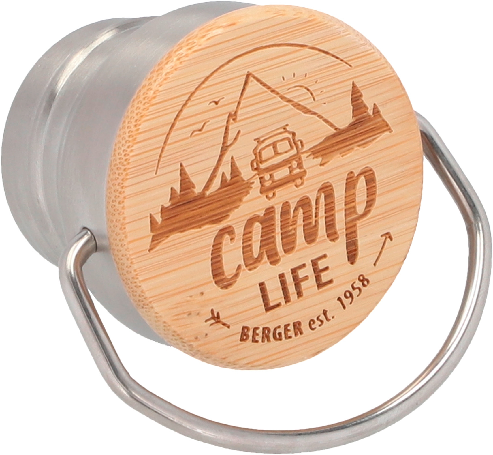 Camplife Edelstahl Isolierflasche mit Bambusdeckel 1000 ml