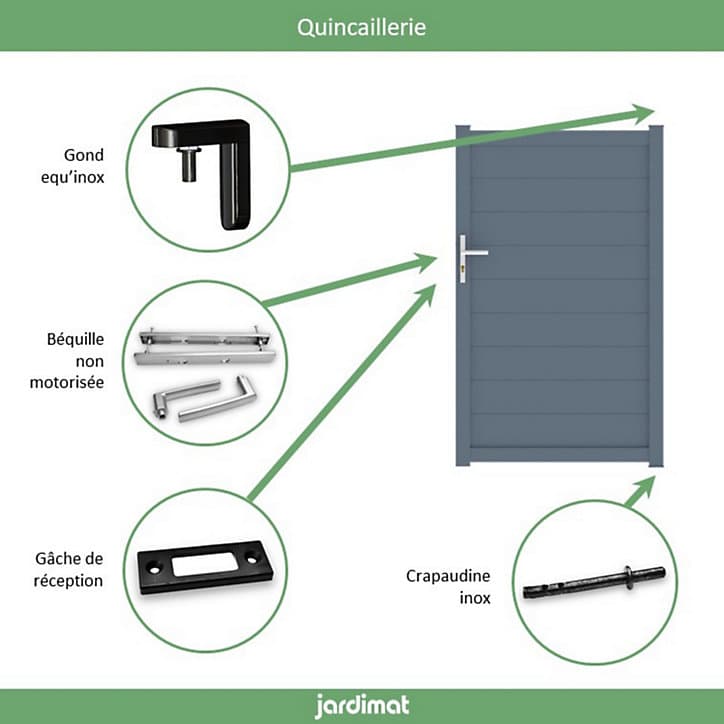 Portillon Jardimat aluminium Fréjus gris anthracite 100 x h.170 cm