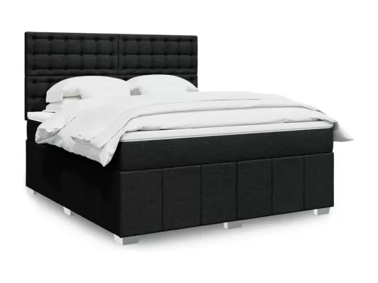 Sommier à lattes de lit avec matelas Noir 180x200 cm Tissu