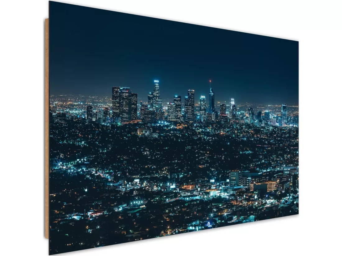 Tableau ville de bois la nuit - 120 x 80 cm