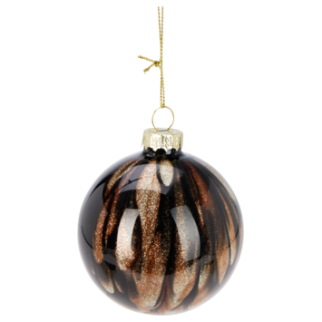 Kerstbal glas gemengd bruin design  Ø 8 cm per stuk