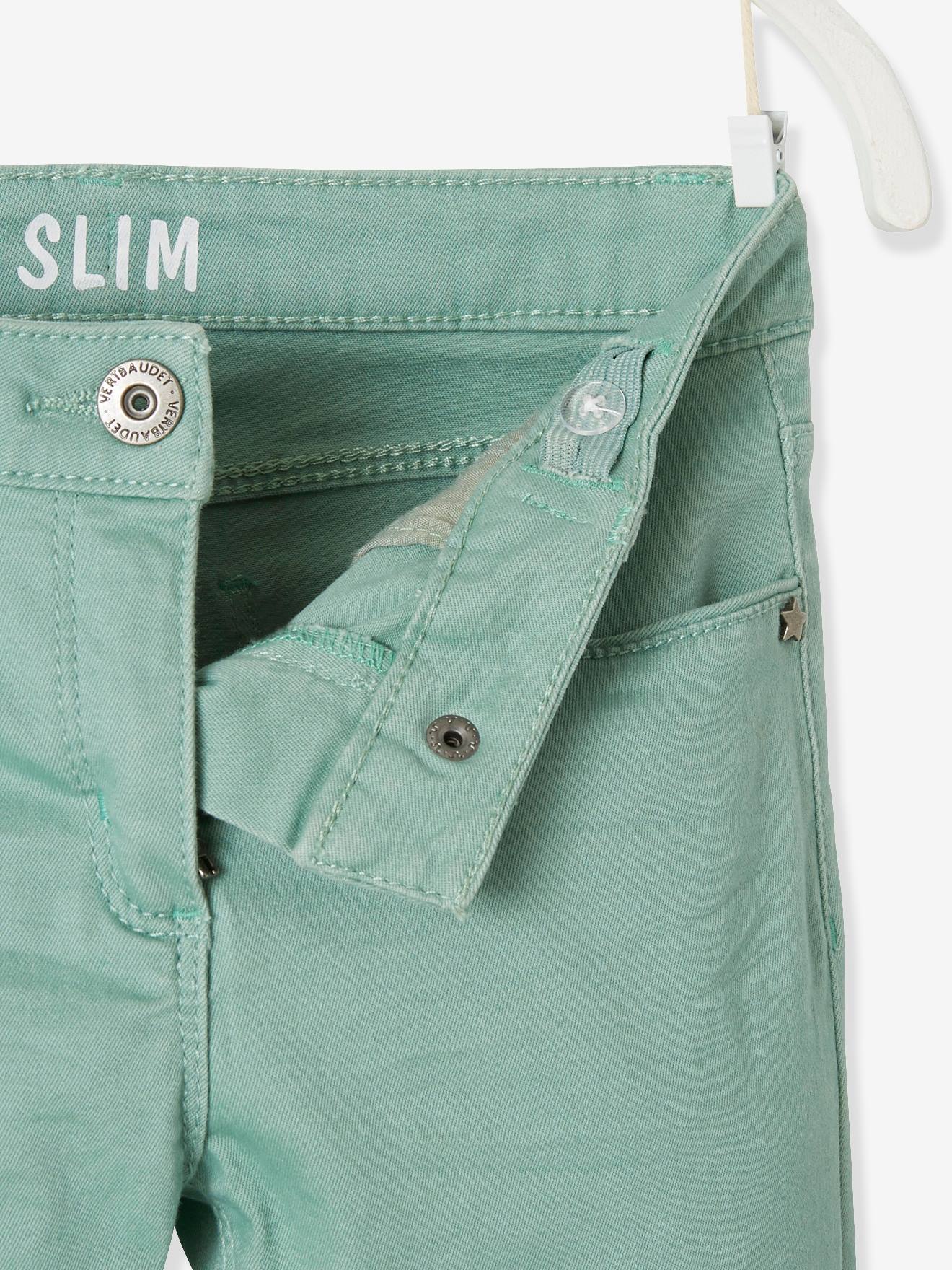 Calças Morphologik slim fit para meninas, quadris largos, modelo STONG, cor marrom claro lisa.