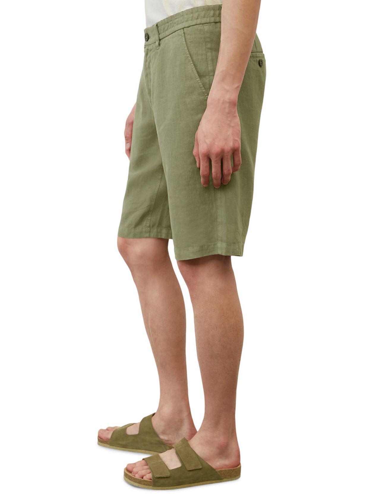 Marc O'Polo Short 100% Lin Reso Elastic kaki