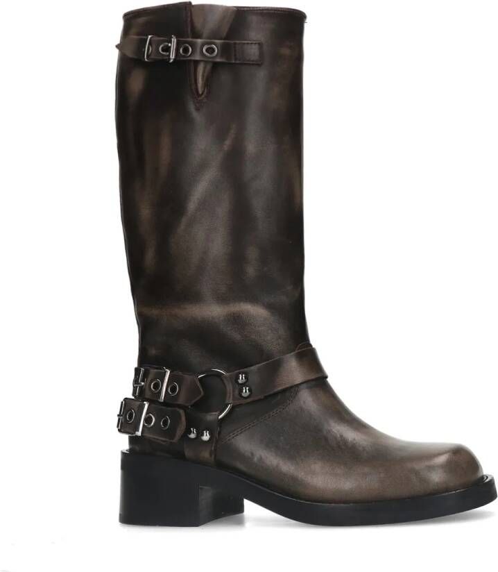 Sacha Dames PRE-ORDER Greywashed buckle biker boots