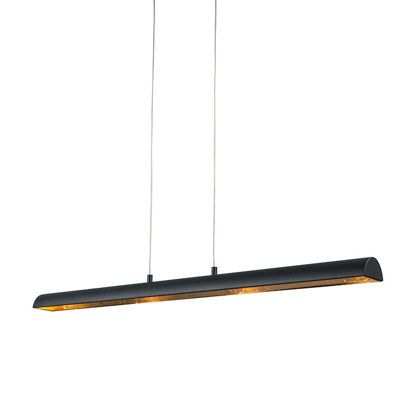 Hanglamp zwart met gouden binnenkant incl. LED - Balo 4