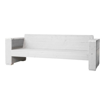 Loungebank Marlind 210 cm wit steigerhout