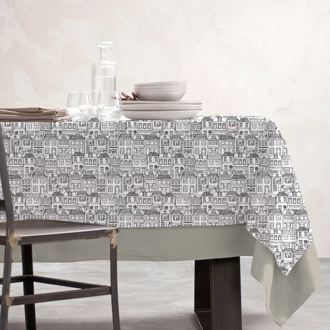 Nappe rectangulaire coton enduit (150 x 250 cm) Home Grise