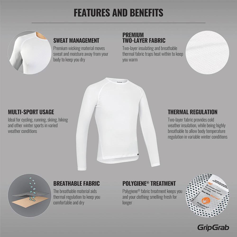 GripGrab Ride Thermal Thermoshirt Lange Mouwen Wit