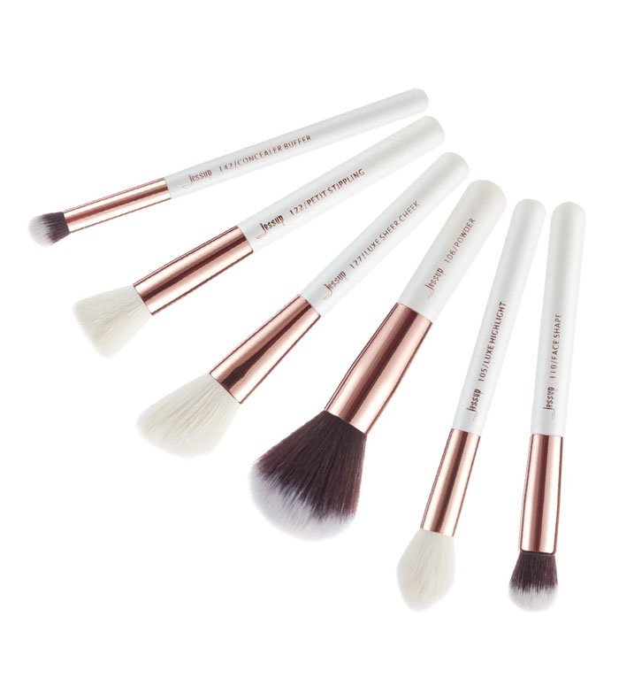 Jessup Beauty - Conjunto de pincéis 6 pcs - T224: White/Rose Gold
