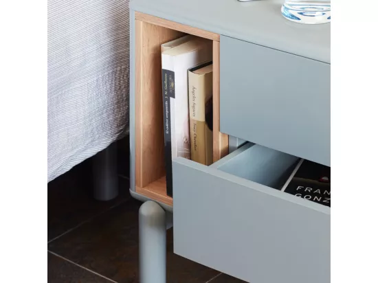 Corvo - Table de chevet en bois : Couleur - Gris clair