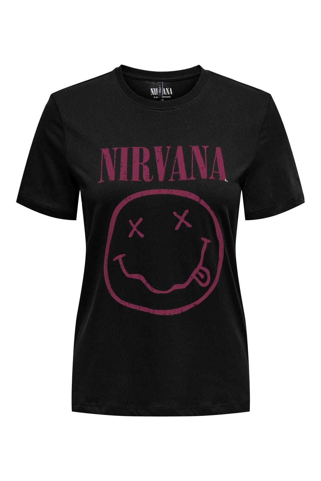 Only Onlnirvana Reg S/S Top Box 4703141 black smilling beaujolais