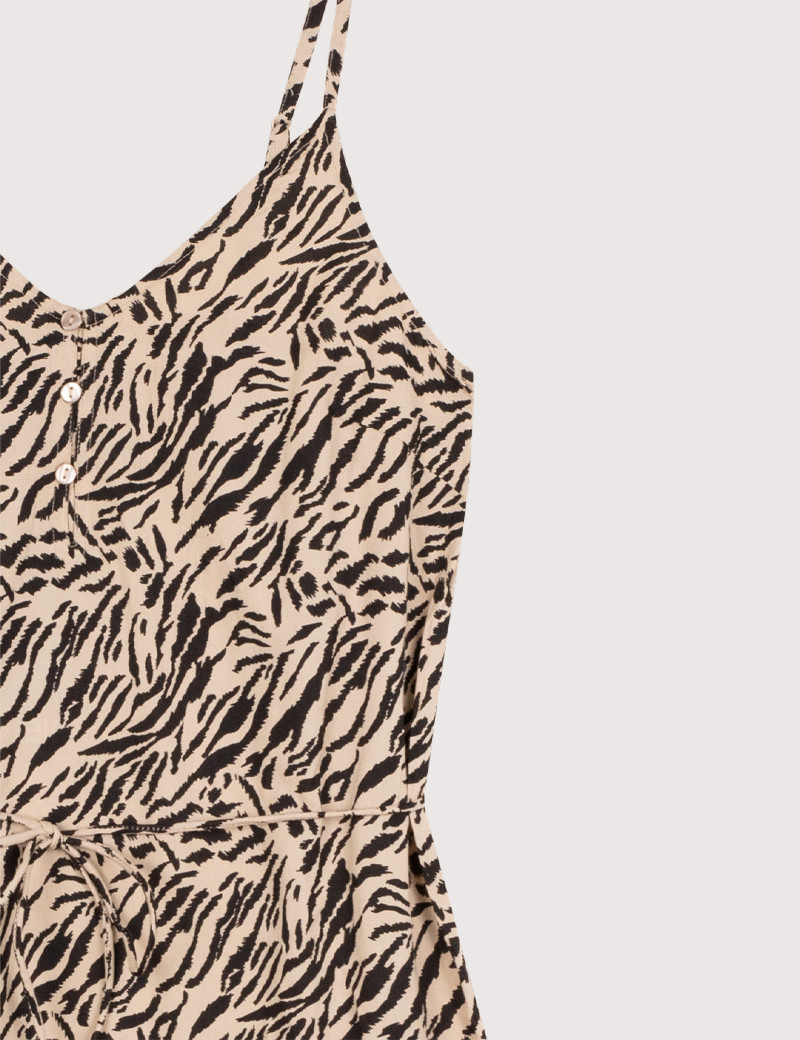 PIECES ROBE LONGUE FINES BRETELLES IMPRIMÉ ZÉBRÉ