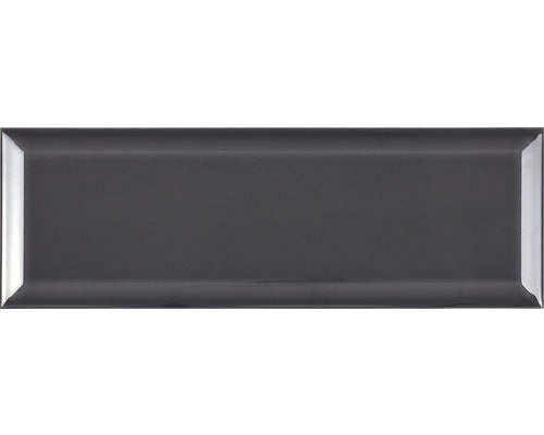 Metrotegel met afgeschuinde rand Montesco Liquorice glanzend 10x30cm