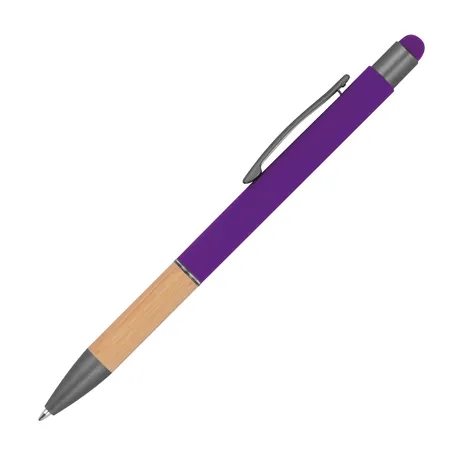 Macma Touchpen Kugelschreiber mit Griffzone aus Bambus / Farbe: lila