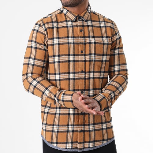Chemise Manches Longues A Carreaux Moby 25-227 Camel Beige