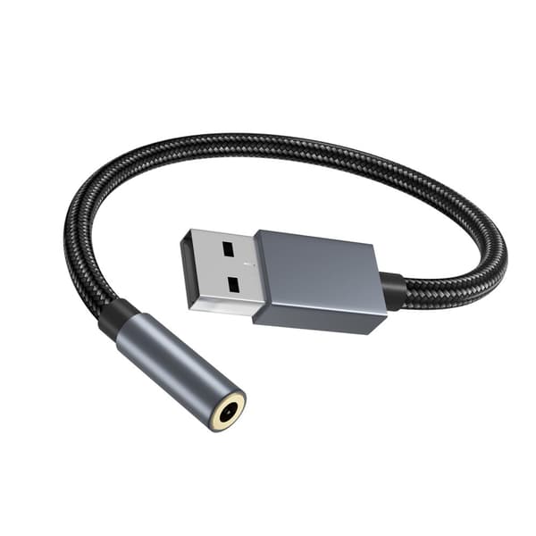 INF Overgangskabel for lyd, USB til 3,5 mm Grå