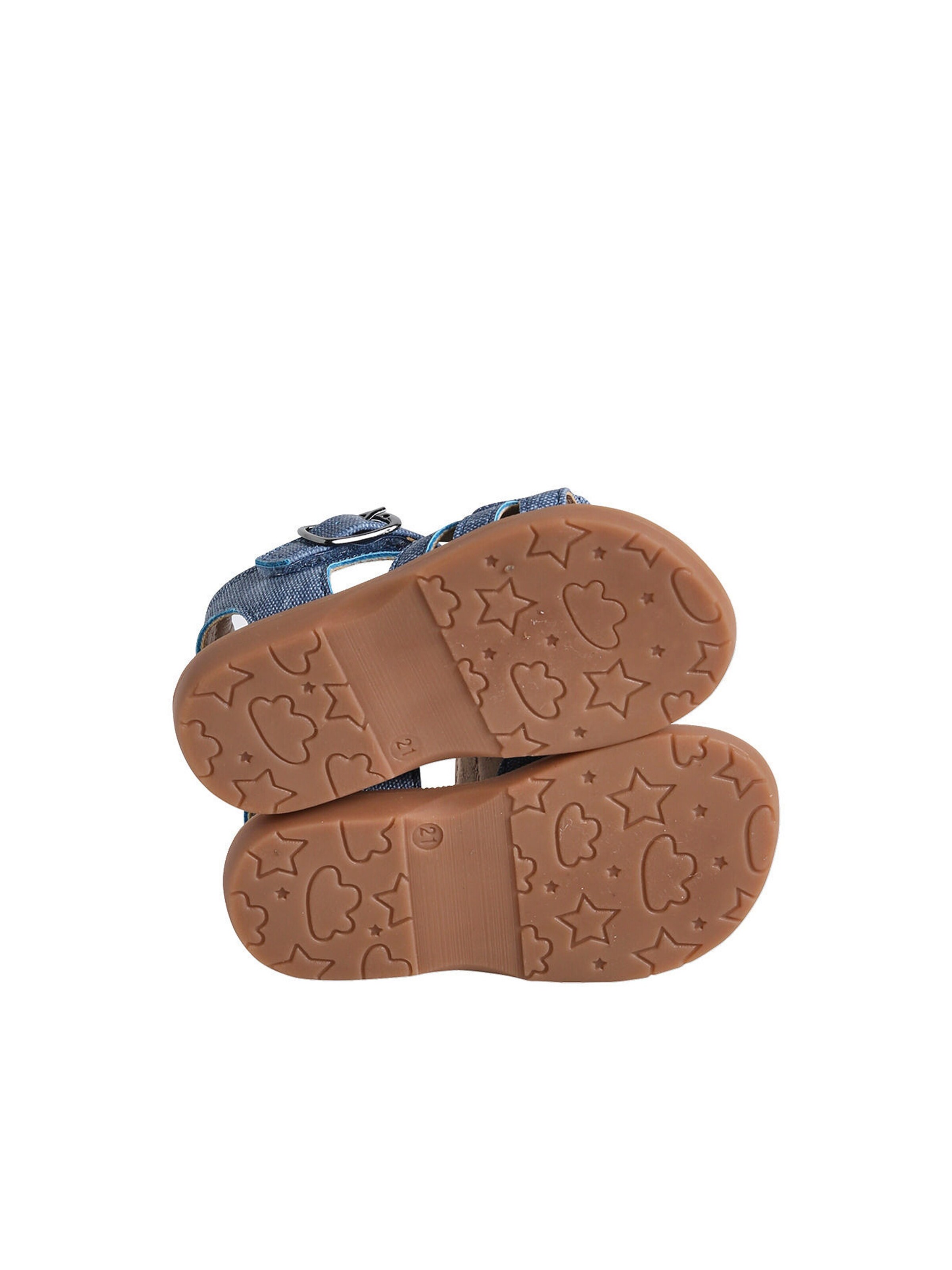 Vertbaudet Baby Klett-Sandalen, Denim-Optik jeansblau