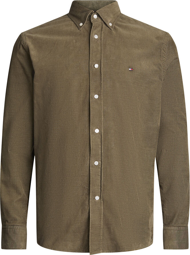 Tommy Hilfiger SOLID CORDUROY RF SHIRT Army green