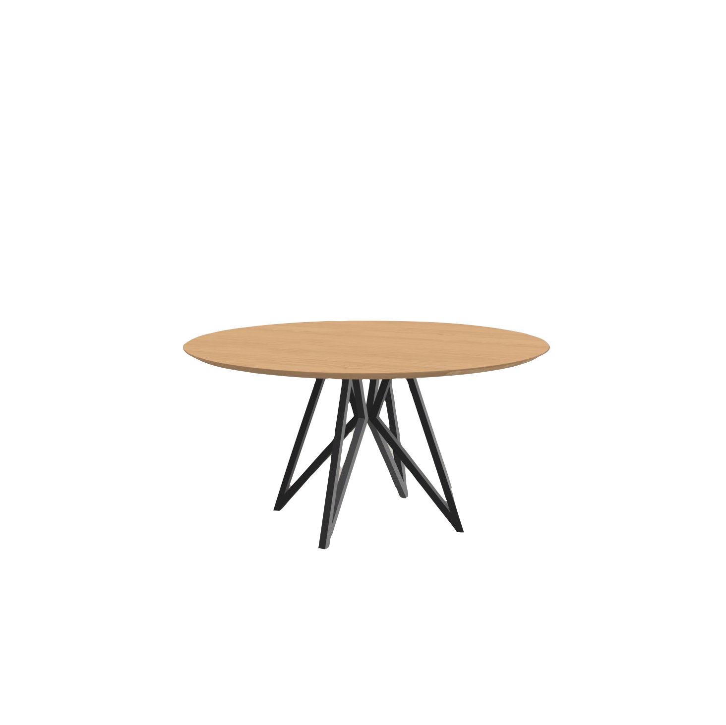 Studio HENK tafel Butterfly Rond Quadpod - zwart frame, hardwax light 3041 ⌀150 | HWO NL 3041 | Verjongde Rand | Frame Zwart