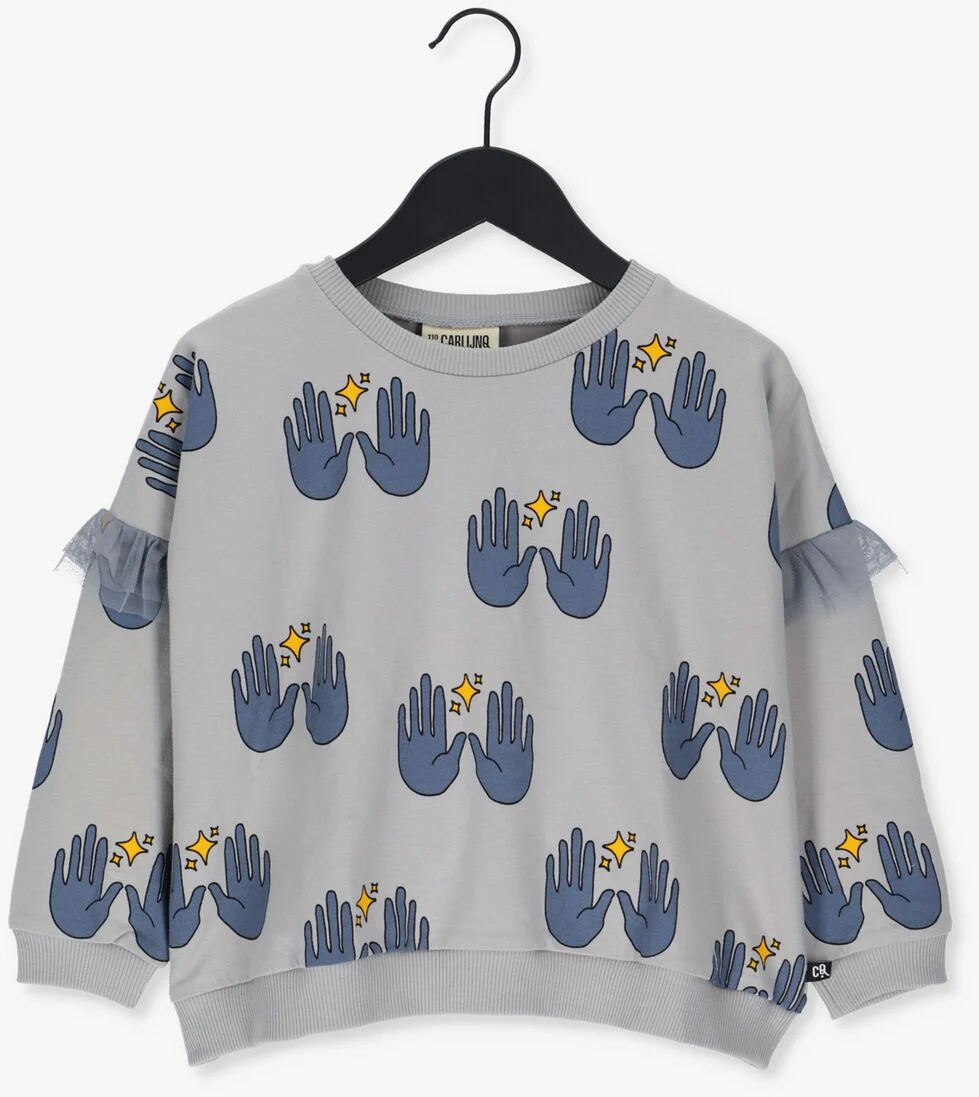 CARLIJNQ grijze carlijnq trui magic - girls sweater with tule ruffles