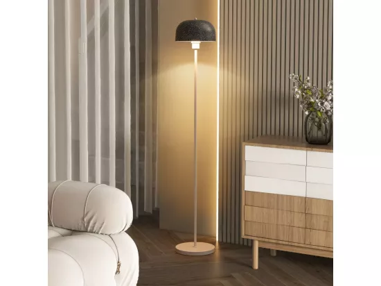 Lampadaire sur Pied de 146 cm, Lampe avec Abat-Jour et Interrupteur au Pied, Lampe avec Base Lestée Culot E27 pour Salon Chambre Bureau