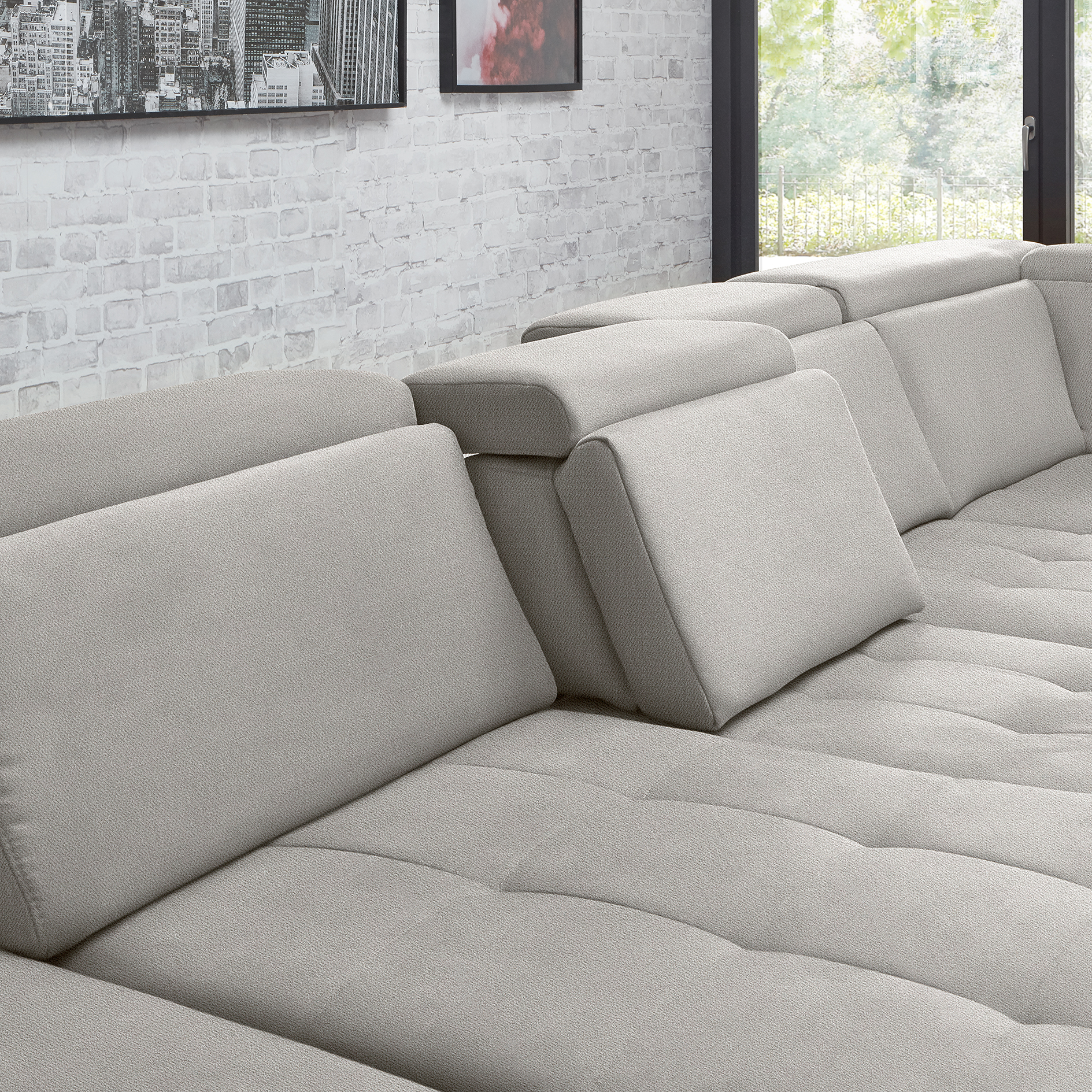 polsterpower Wohnlandschaft - Calido silber - Basismodell - Canapé links