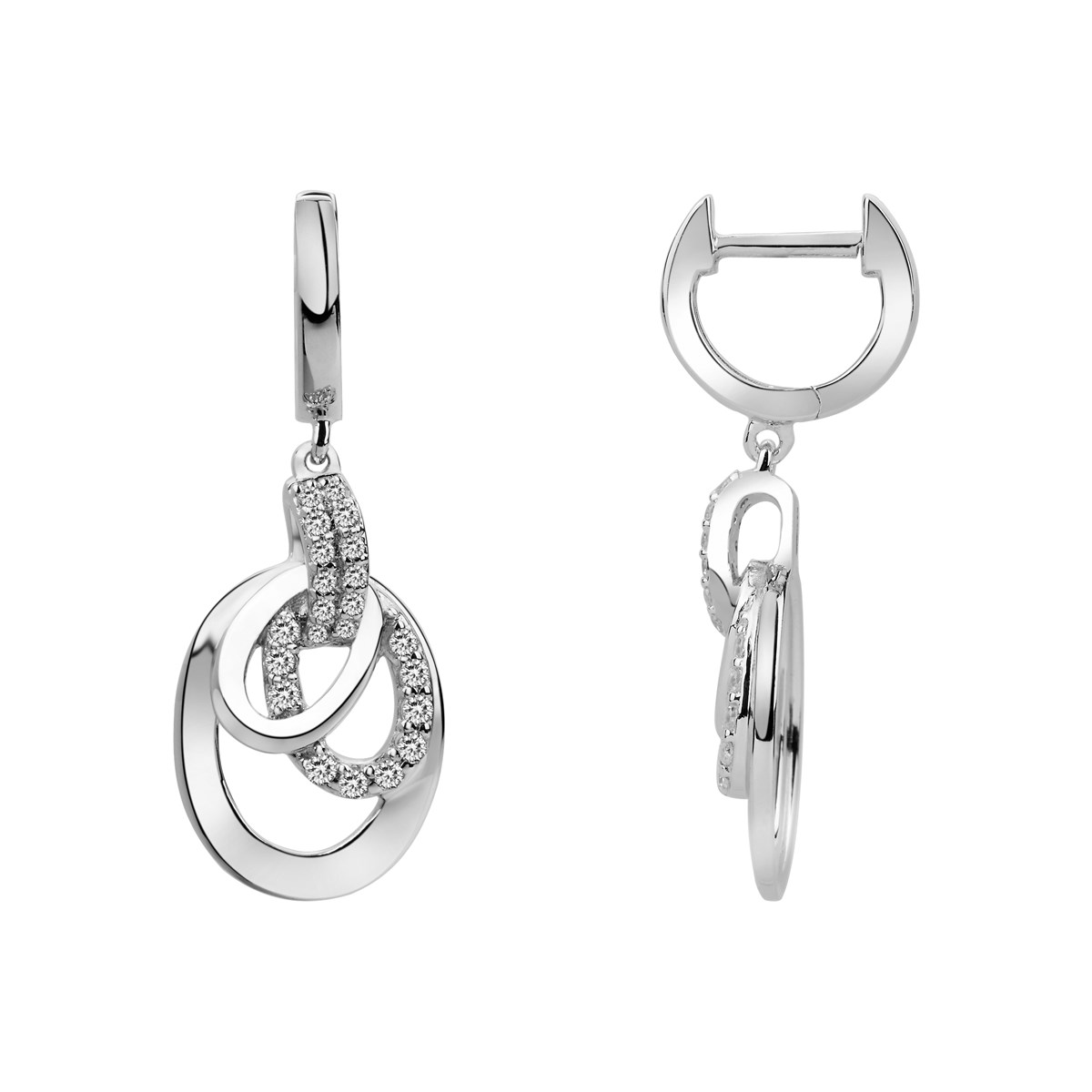 Boucles d'oreilles pendantes en Argent avec oxyde de zirconium blanc