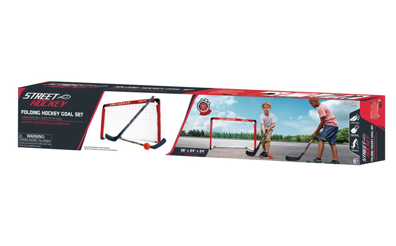 Folding Hockey Goal Set 91x61x61cm met 2 sticks